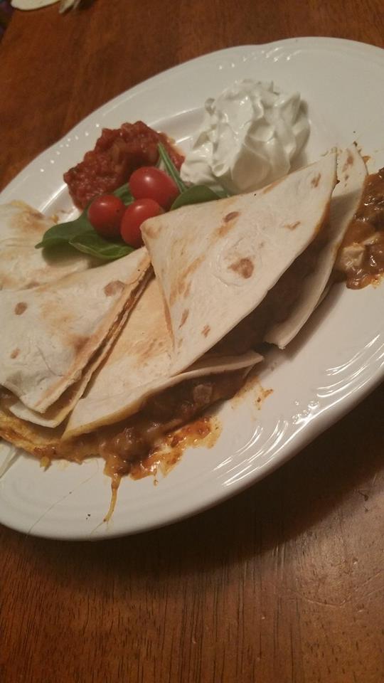 Three Meat Quesadilla with Sausage